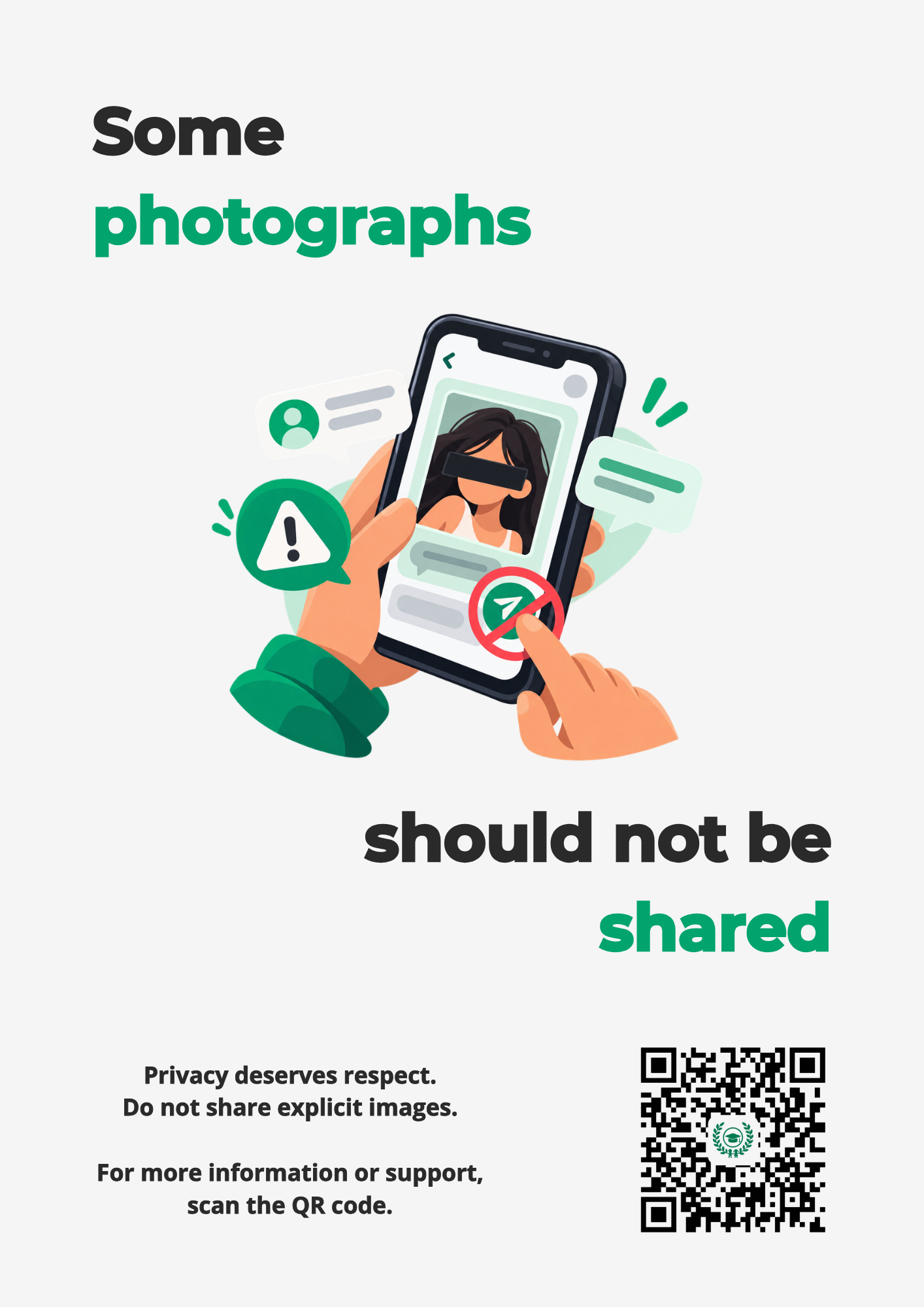 Flyer: Some photographs should not be shared. A hand stops a photograph from being forwarded.